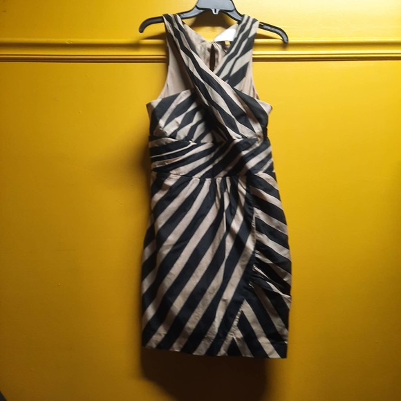 NWT Anthropologie LeifsDottir Macaw Sexy Crossover Mini Dress Black Tan10 - Picture 1 of 12